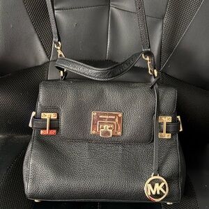 Michael Kors Black Satchel with Gold Accents